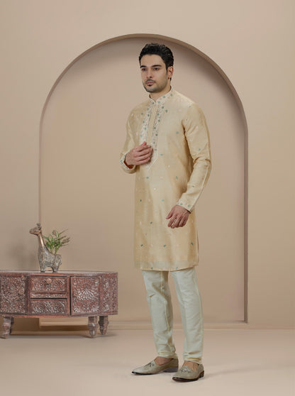 Fawn Embroidered Kurta Pajama | Virasana