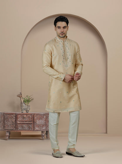 Fawn Embroidered Kurta Pajama | Virasana