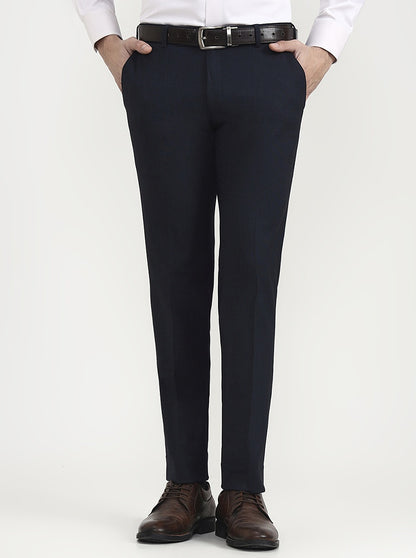 Blue Solid Super Slim Fit Formal Trouser | JadeBlue Youth