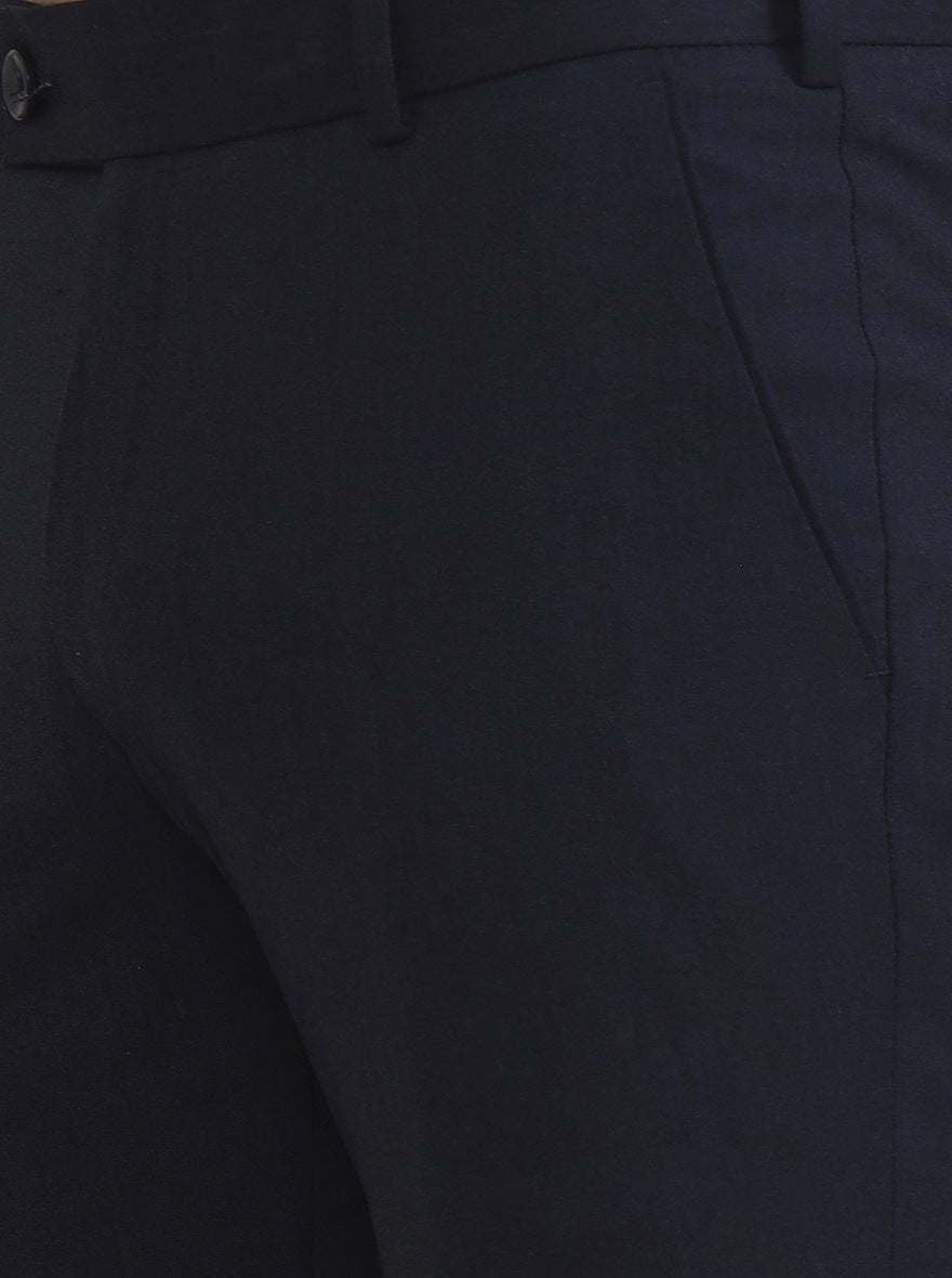 Blue Solid Super Slim Fit Formal Trouser | JadeBlue Youth