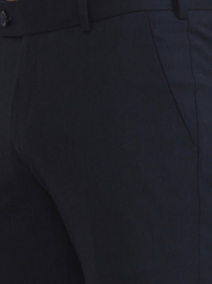 Blue Solid Super Slim Fit Formal Trouser | JadeBlue Youth