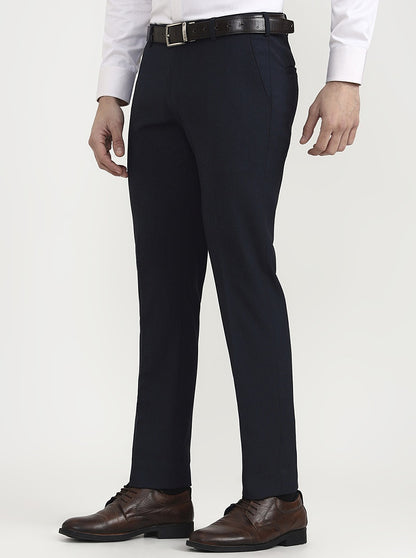 Blue Solid Super Slim Fit Formal Trouser | JadeBlue Youth