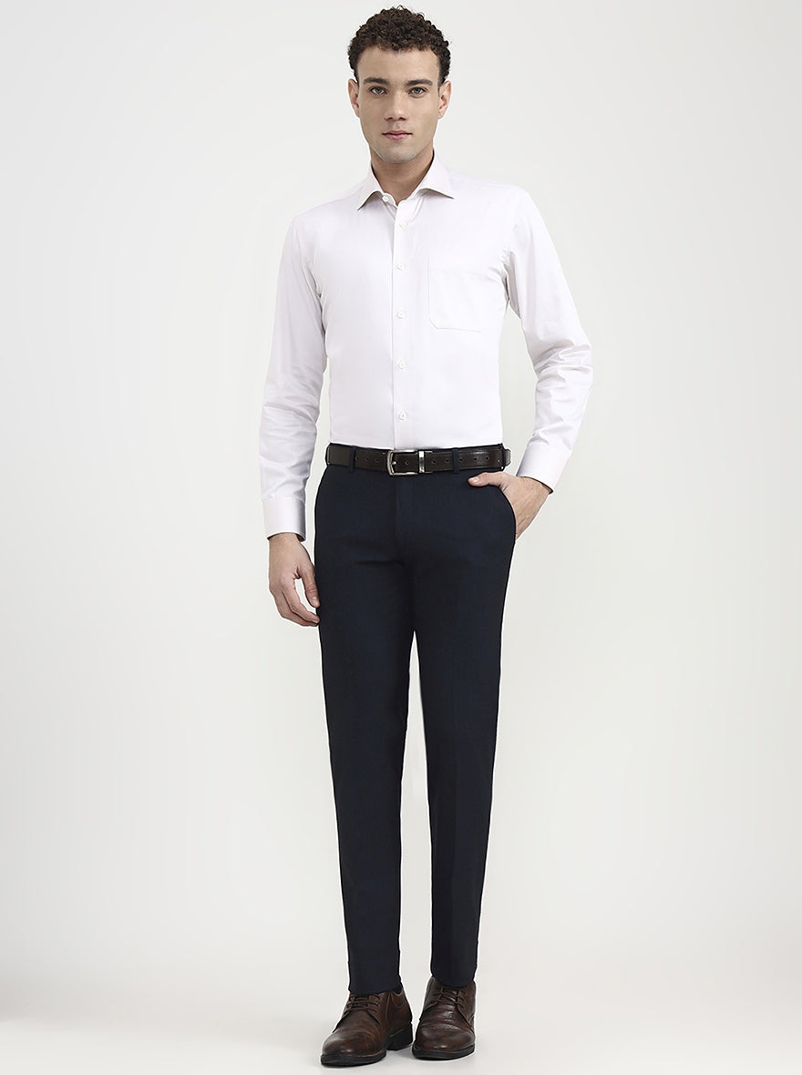 Blue Solid Super Slim Fit Formal Trouser | JadeBlue Youth