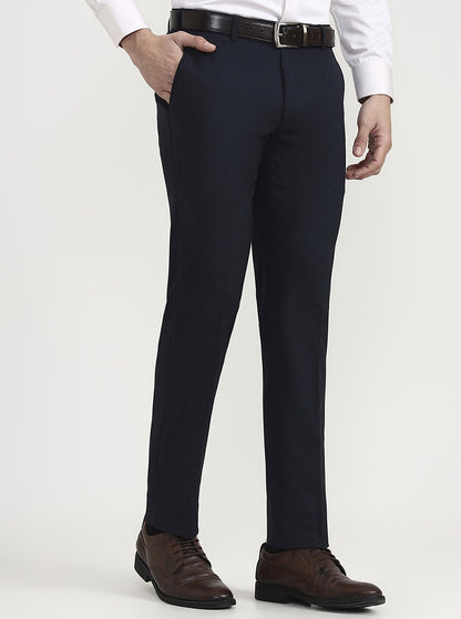 Blue Solid Super Slim Fit Formal Trouser | JadeBlue Youth