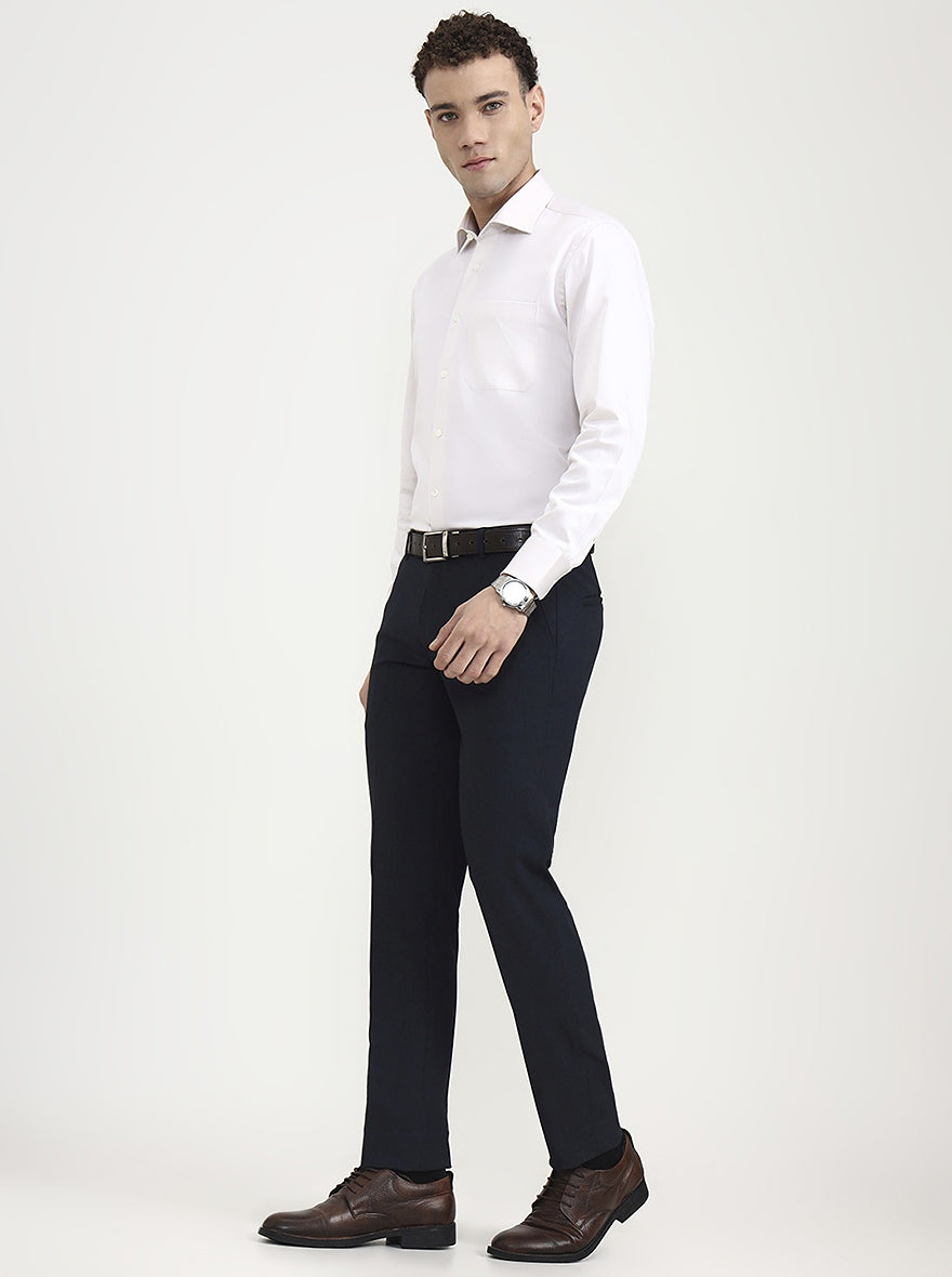 Blue Solid Super Slim Fit Formal Trouser | JadeBlue Youth