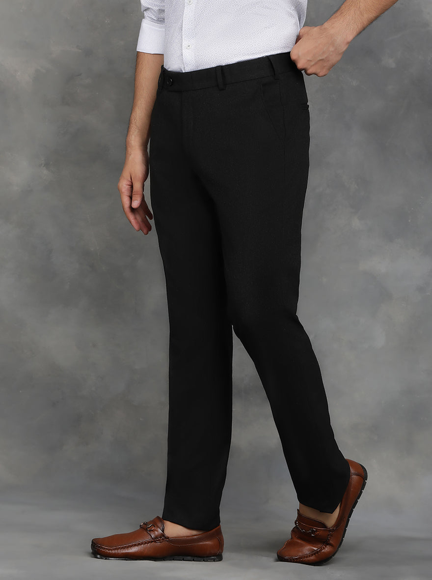 Black Solid Super Slim Fit Formal Trouser | JadeBlue Youth
