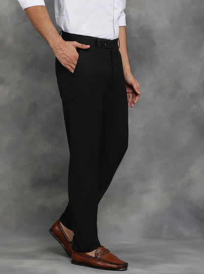 Black Solid Super Slim Fit Formal Trouser | JadeBlue Youth