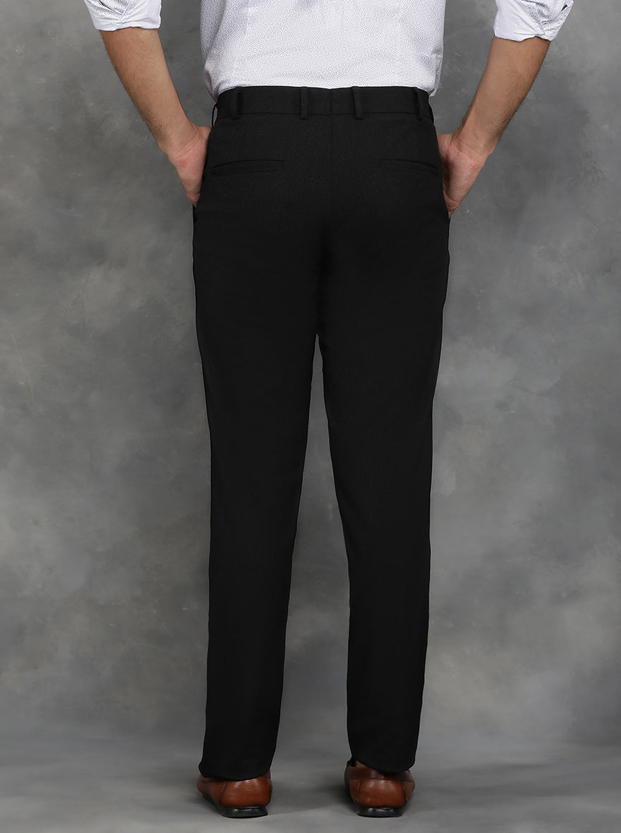 Black Solid Super Slim Fit Formal Trouser | JadeBlue Youth