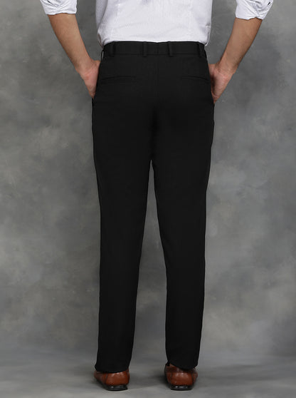 Black Solid Super Slim Fit Formal Trouser | JadeBlue Youth