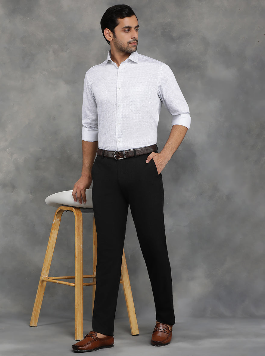 Black Solid Super Slim Fit Formal Trouser | JadeBlue Youth