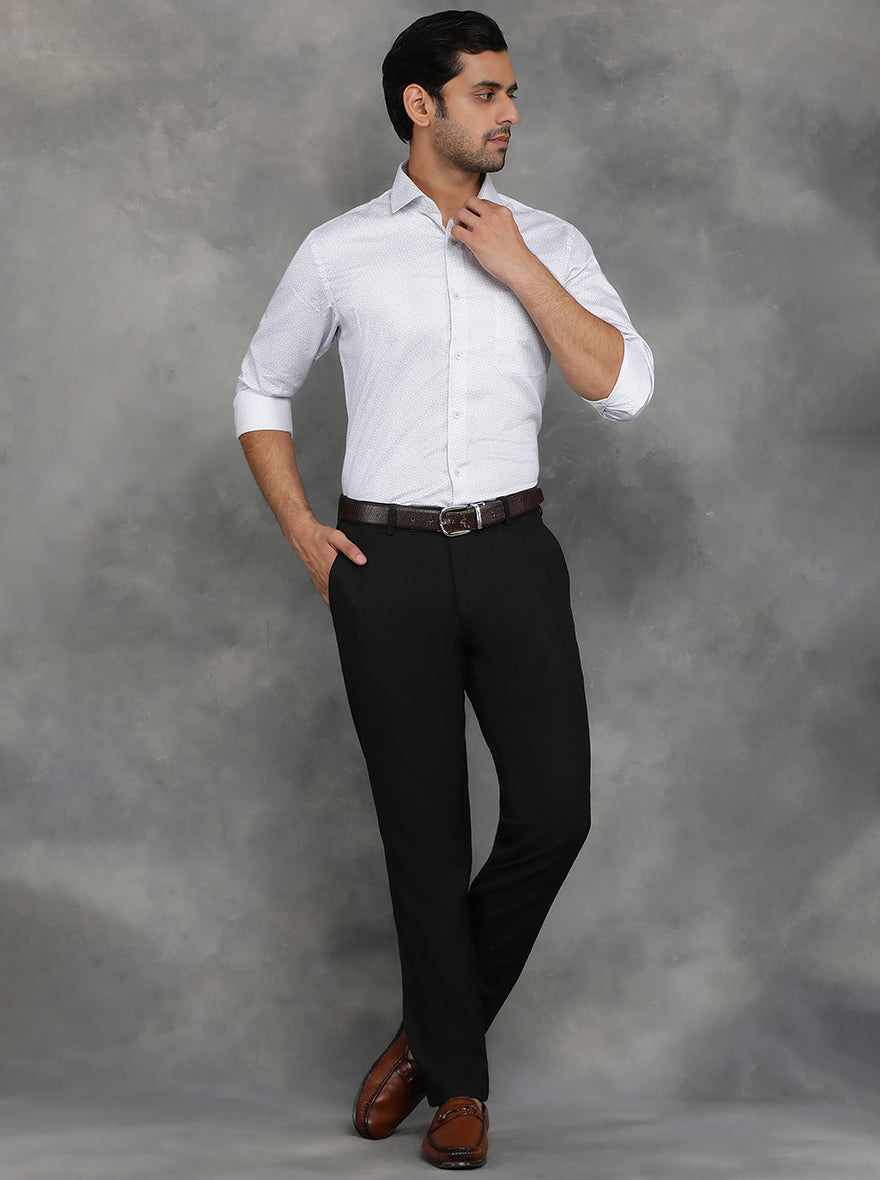 Black Solid Super Slim Fit Formal Trouser | JadeBlue Youth