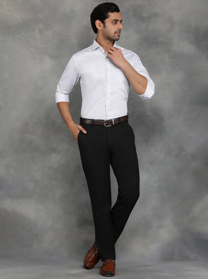 Black Solid Super Slim Fit Formal Trouser | JadeBlue Youth