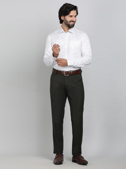 Olive Green Solid Super Slim Fit Formal Trouser | JadeBlue Youth