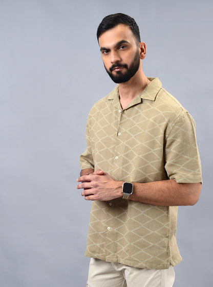 Khaki Checked Slim Fit Casual Shirt | JadeBlue