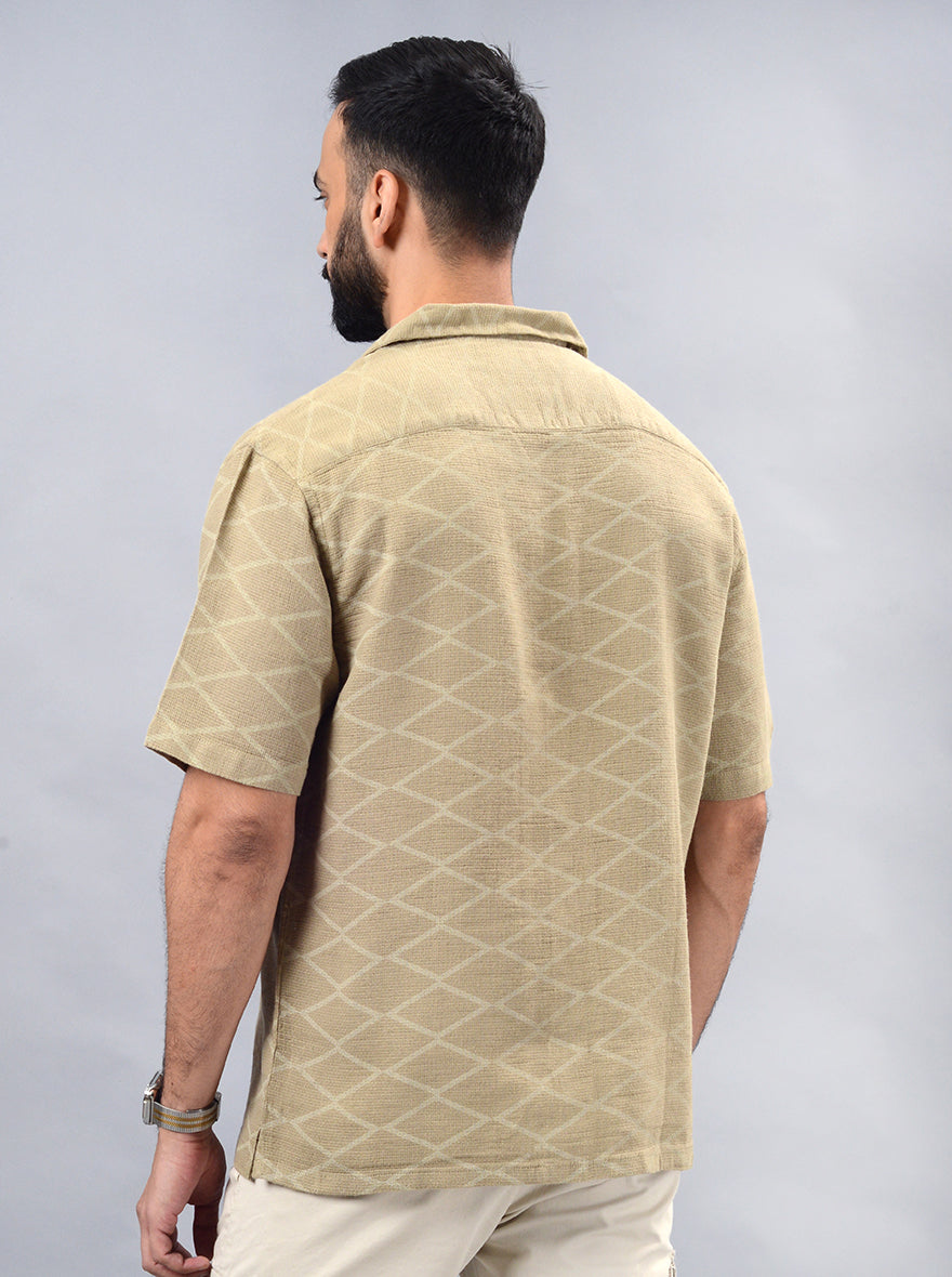 Khaki Checked Slim Fit Casual Shirt | JadeBlue