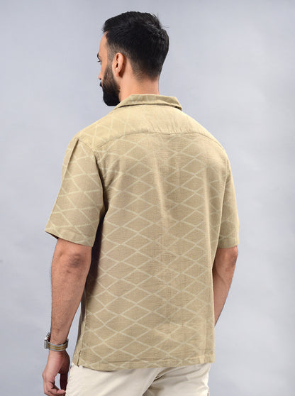 Khaki Checked Slim Fit Casual Shirt | JadeBlue