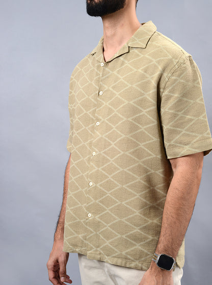 Khaki Checked Slim Fit Casual Shirt | JadeBlue