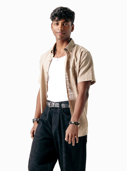 Brown Checked Slim Fit Casual Shirt | JadeBlue