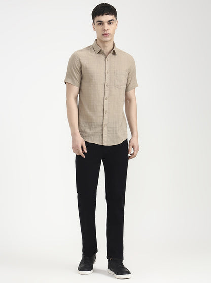 Brown Checked Slim Fit Casual Shirt | JadeBlue