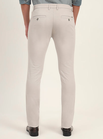 Light Grey Solid Super Slim Fit Casual Trouser | Greenfibre
