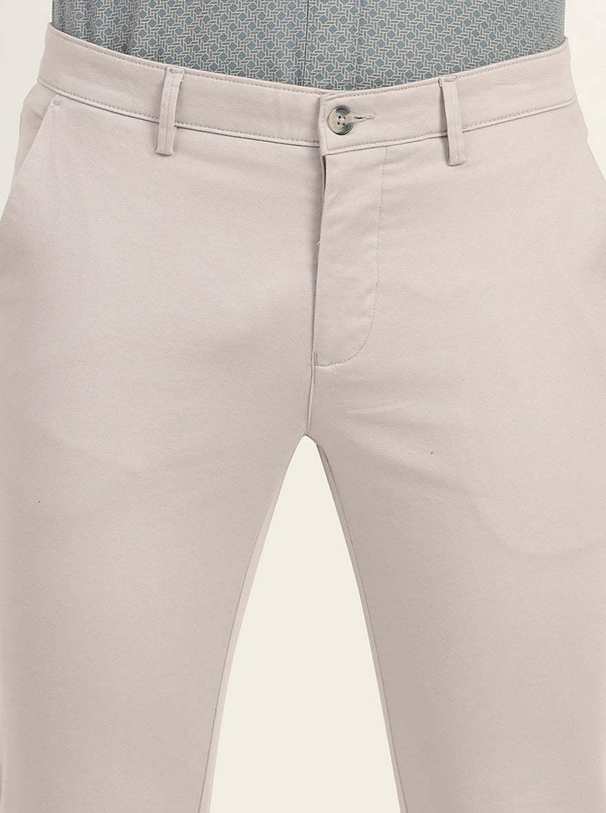 Light Grey Solid Super Slim Fit Casual Trouser | Greenfibre