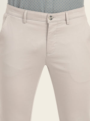 Light Grey Solid Super Slim Fit Casual Trouser | Greenfibre
