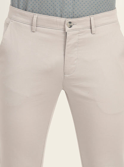 Light Grey Solid Super Slim Fit Casual Trouser | Greenfibre