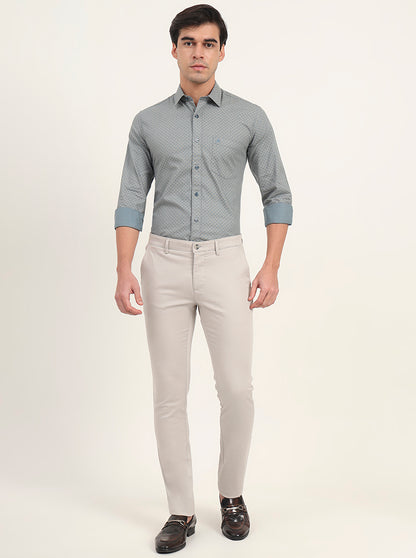 Light Grey Solid Super Slim Fit Casual Trouser | Greenfibre