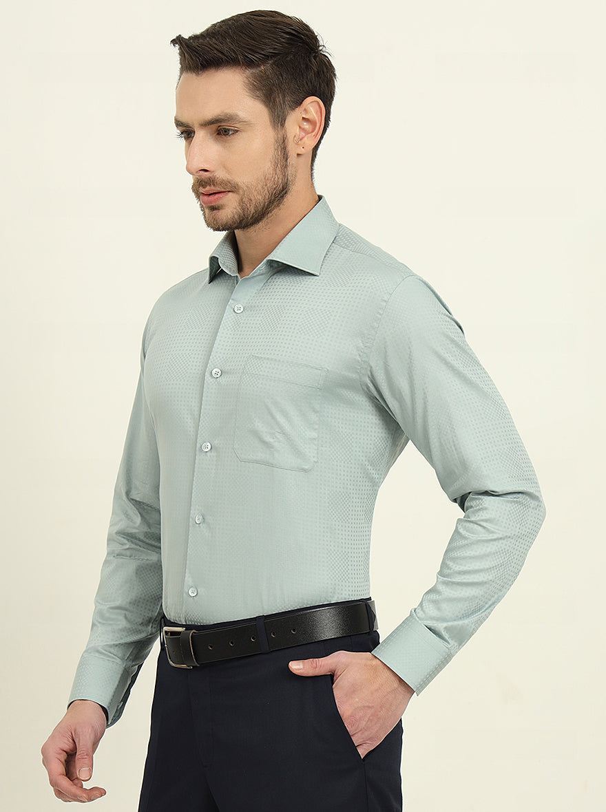 Pista Green Solid Slim Fit Formal Shirt | Metal