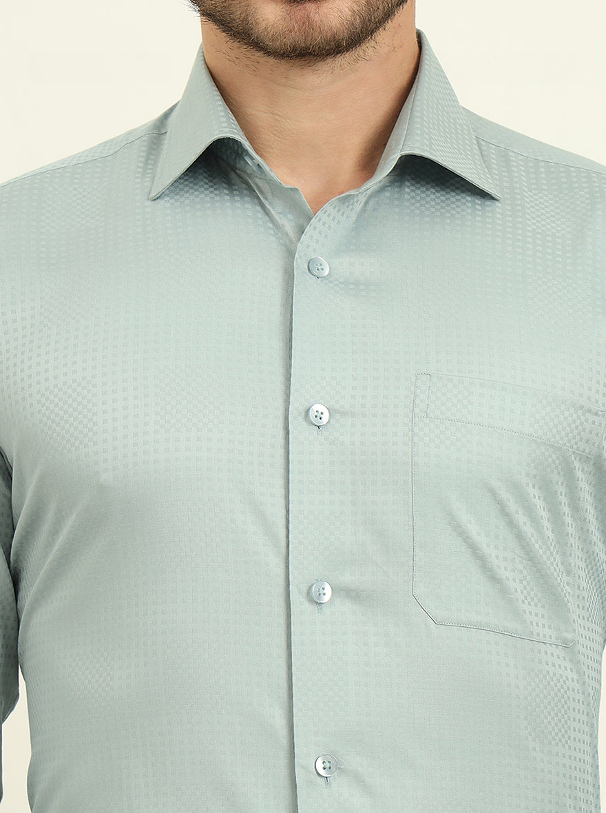 Pista Green Solid Slim Fit Formal Shirt | Metal