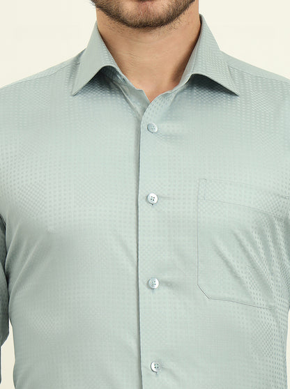 Pista Green Solid Slim Fit Formal Shirt | Metal