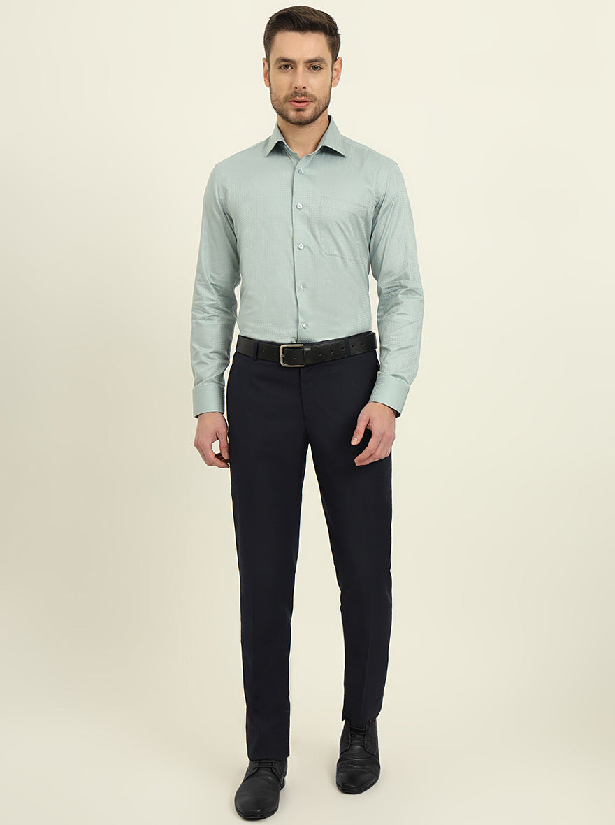 Pista Green Solid Slim Fit Formal Shirt | Metal