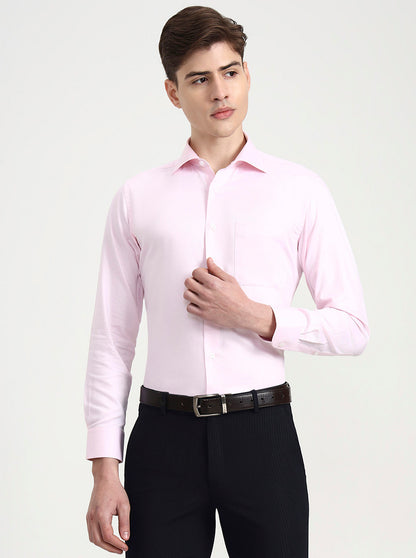 Pink Solid Slim Fit Formal Shirt | Metal