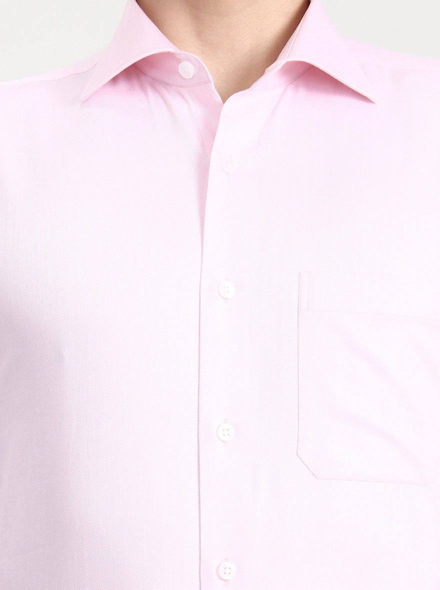 Pink Solid Slim Fit Formal Shirt | Metal