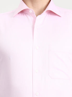 Pink Solid Slim Fit Formal Shirt | Metal