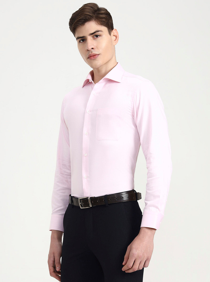 Pink Solid Slim Fit Formal Shirt | Metal