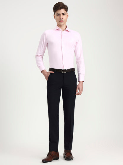Pink Solid Slim Fit Formal Shirt | Metal