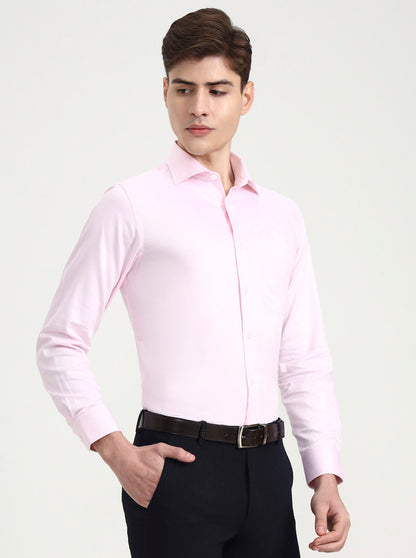 Pink Solid Slim Fit Formal Shirt | Metal