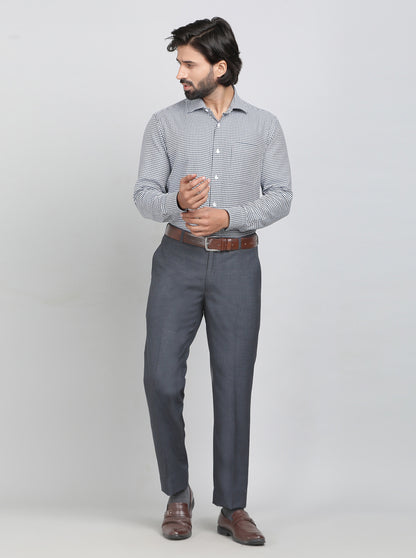 Blue Printed Slim Fit Formal Shirt | Metal