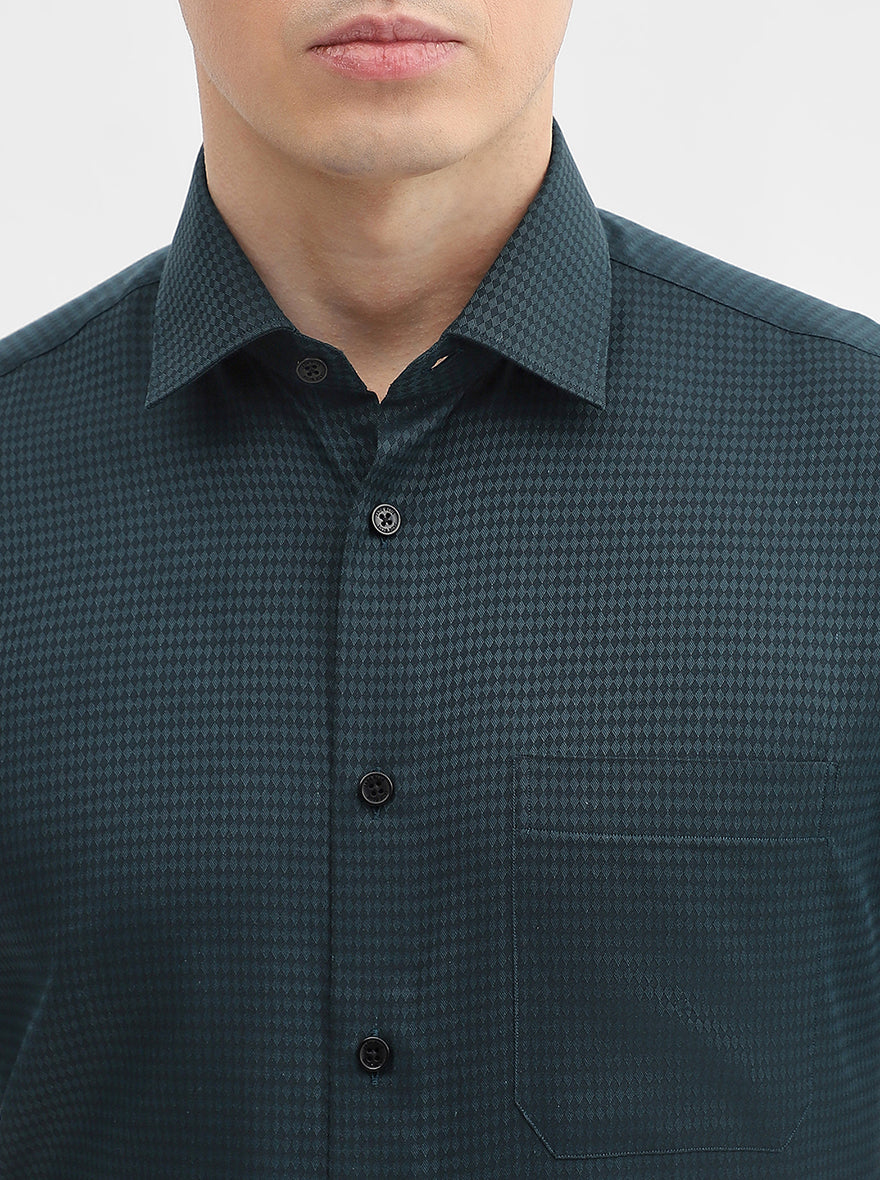 Green Solid Regular Fit Formal Shirt | JadeBlue