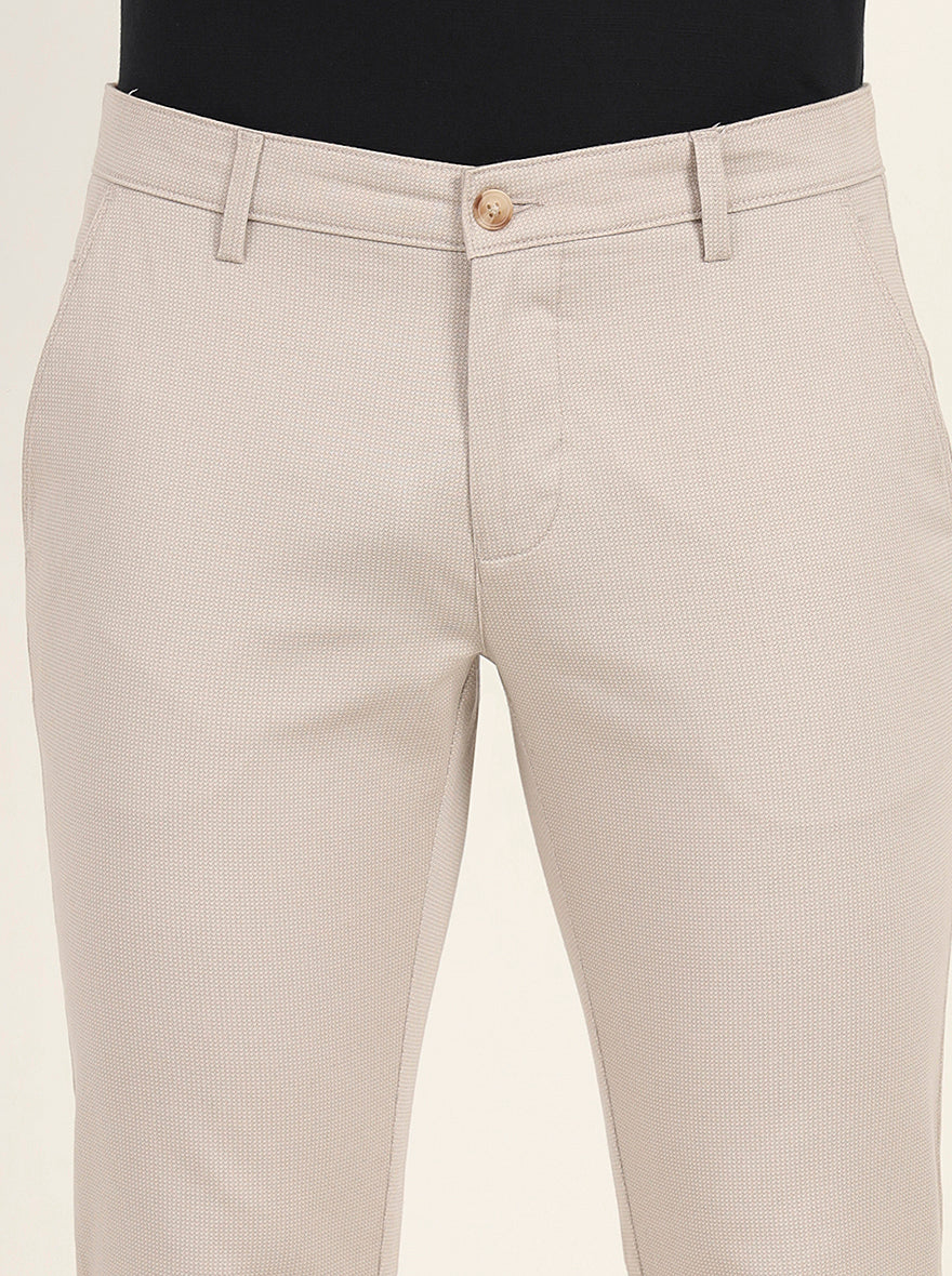 Light Grey Printed Super Slim Fit Casual Trouser | Greenfibre