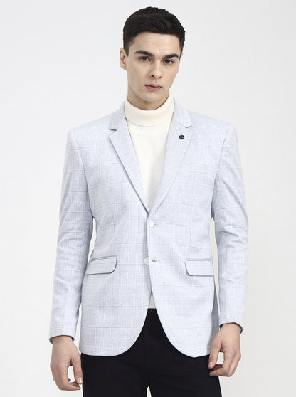 Light Grey Checked Regular Fit Blazer | Wyre