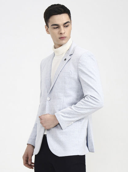 Light Grey Checked Regular Fit Blazer | Wyre