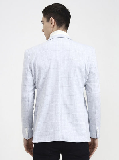 Light Grey Checked Regular Fit Blazer | Wyre