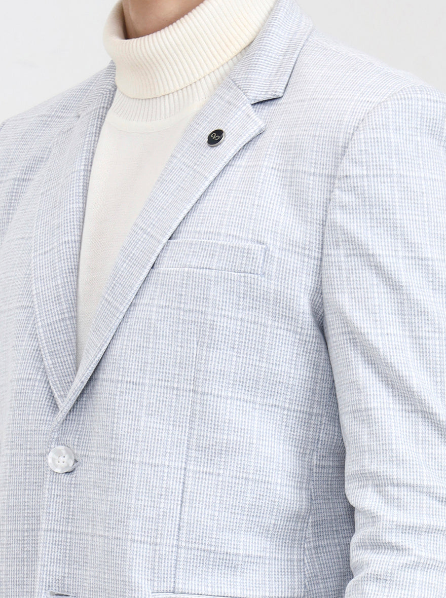 Light Grey Checked Regular Fit Blazer | Wyre