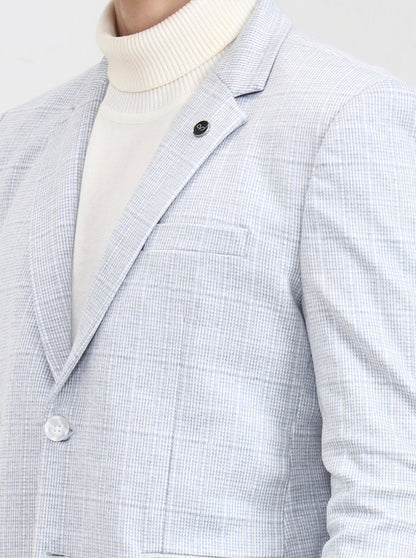 Light Grey Checked Regular Fit Blazer | Wyre