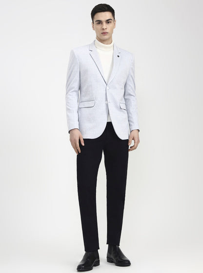 Light Grey Checked Regular Fit Blazer | Wyre