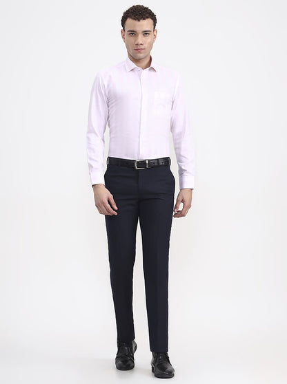 White & Pink Striped Slim Fit Formal Shirt | Metal