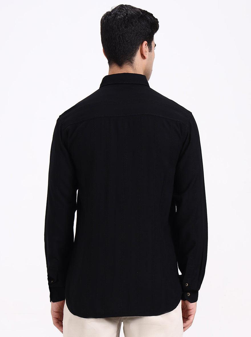 Black Solid Slim Fit Formal Trouser | Greenfibre