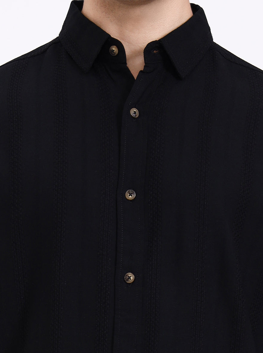 Black Solid Slim Fit Formal Trouser | Greenfibre